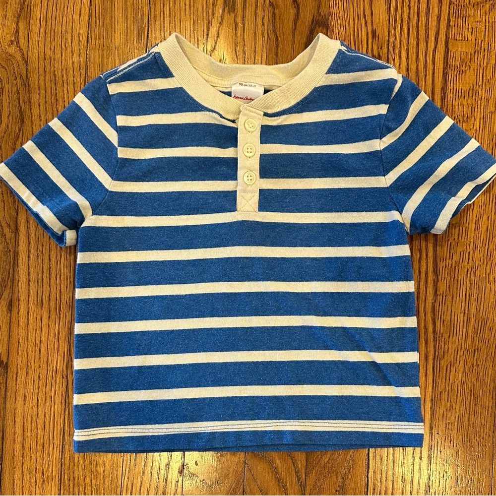 Hanna Andersson Striped Henley T-Shirt. Size 3.